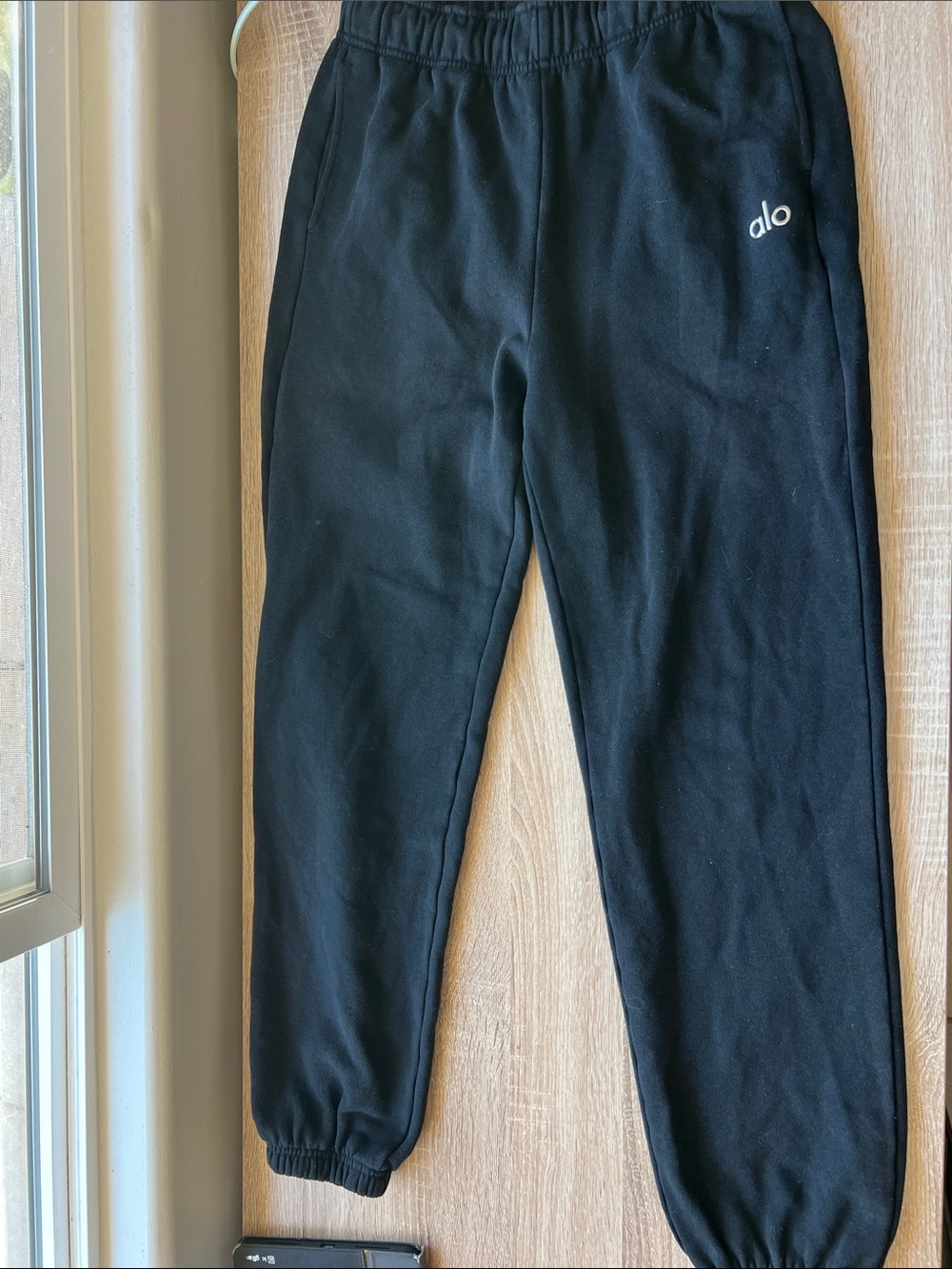 ALO Yoga Black Jogger Sweatpants with White Logo